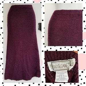 Vtg 90s Long Purple Knitted Skirt